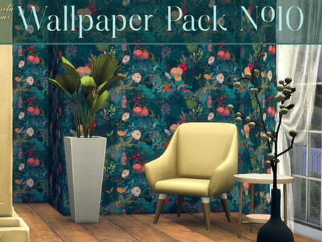 A cozy room with floral wallpaper, a beige armchair, and plants. Light streams through sheer curtains, creating a calm, inviting space.