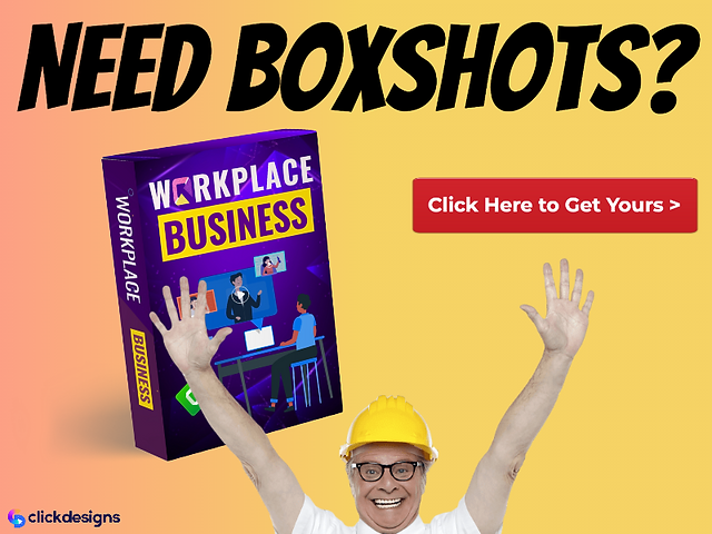 This ad features a professional 3D-rendered boxshot titled Workplace Business, showcasing a dynamic office scene with team members and a presenter. The bold typography and clean layout make it ideal for corporate content, online courses, and productivity tools. With a clear call-to-action and relatable lifestyle imagery, this graphic is designed to drive clicks and conversions. ClickDesigns empowers affiliates and creators to generate polished packaging visuals in minutes—no design experience needed. Boost your brand with high-impact boxshots from ClickDesigns—perfect for business, training, and digital product promotions.