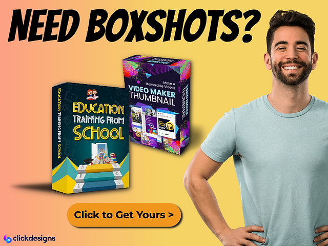 This vibrant ad showcases ready-made templates for educational programs, video creators, and digital marketers, all designed to boost engagement and conversion. With drag-and-drop simplicity and cross-industry versatility, ClickDesigns helps you build branded packaging that stands out and sells. Create eye-catching boxshots in seconds with ClickDesigns—your go-to platform for professional 3D product visuals.