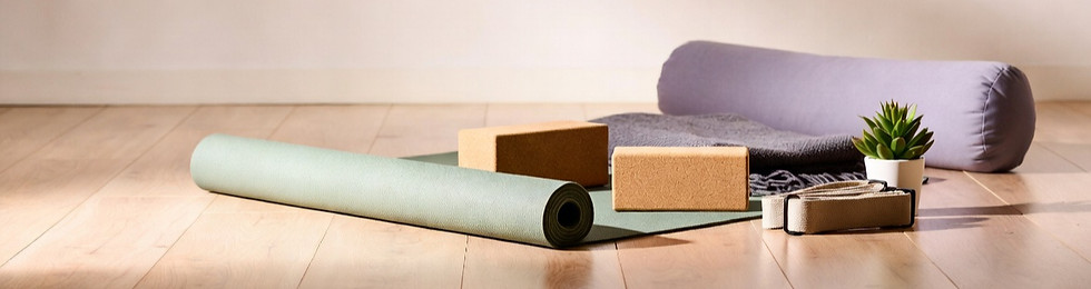 Mobile yoga mat, blocks, and bolster for mindful living.