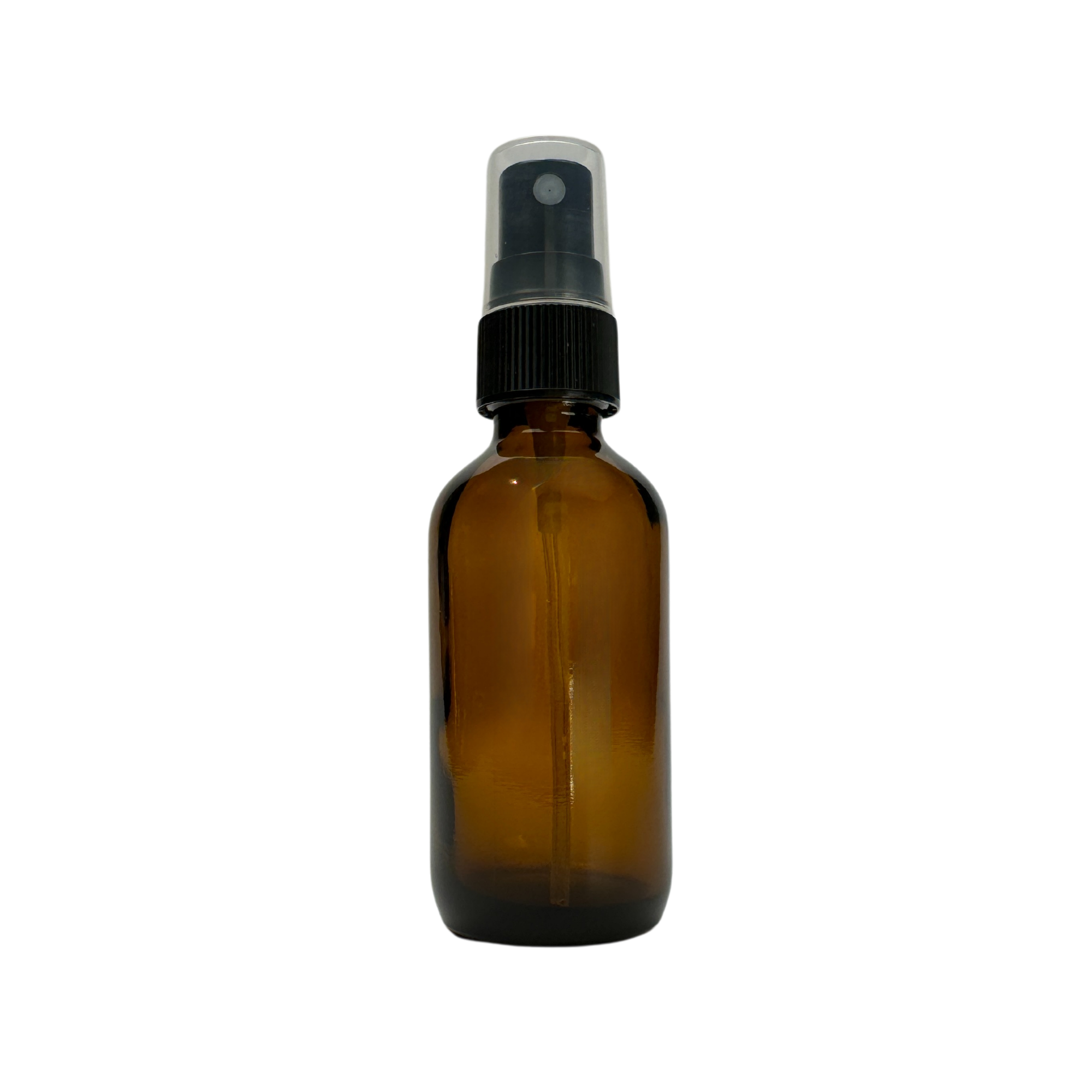2 oz. (60 ML) Amber Glass Bottle with Black Fine Mist Sprayer
