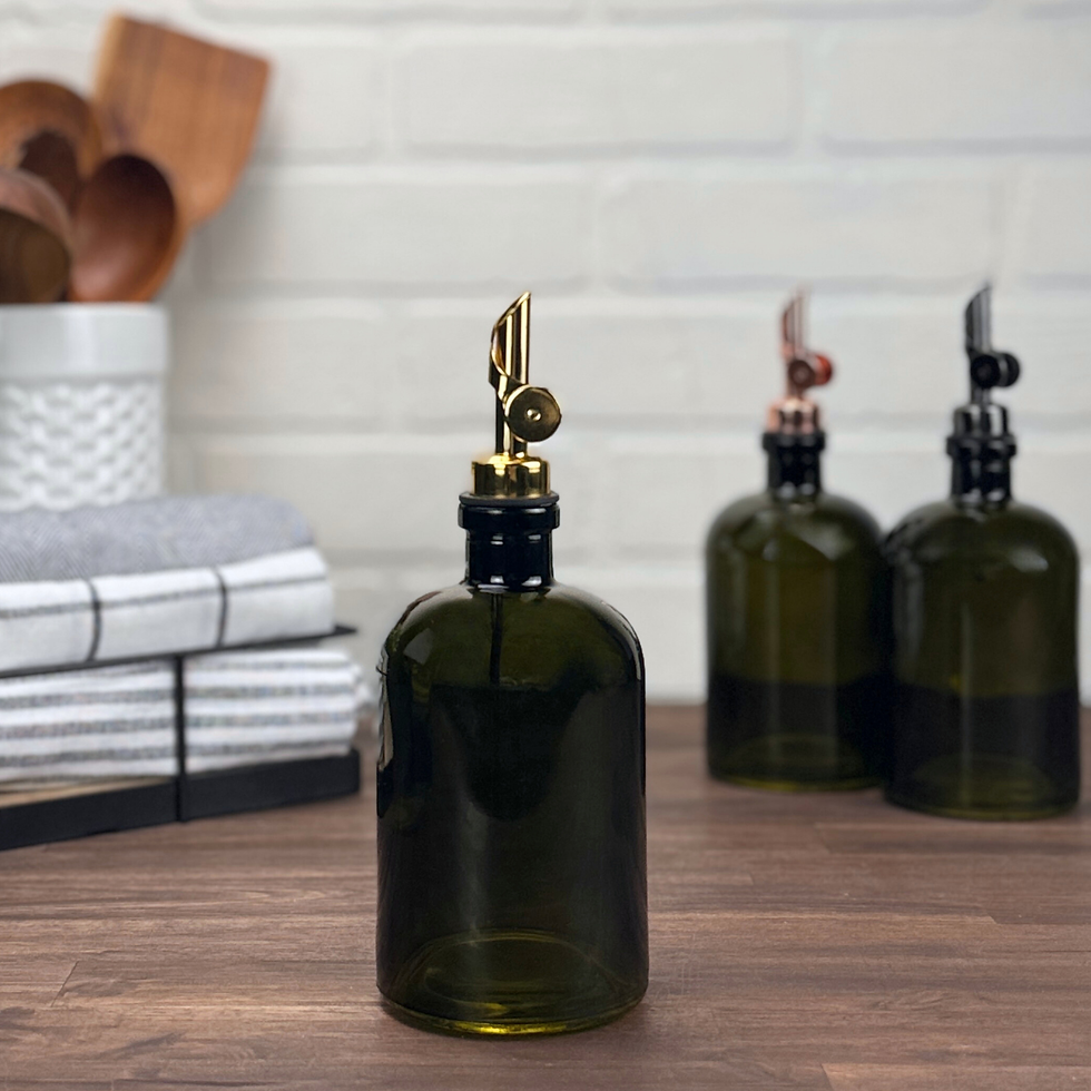 16-ounce Vintage Green Glass Apothecary Bottle | Weighted Pour Spouts