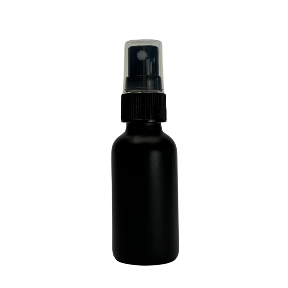 1 oz. (30 ML) Black Matte Glass Bottle with Black Fine Mist Sprayer