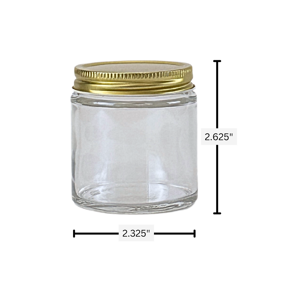 4 oz. Clear Glass 58-400 Straight Sided Jar with Gold Metal Lid / Plastisol