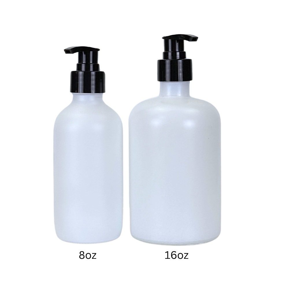Thumbnail: 8 oz White Matte Boston Round Glass Bottle with Black Plastic Soap Pump