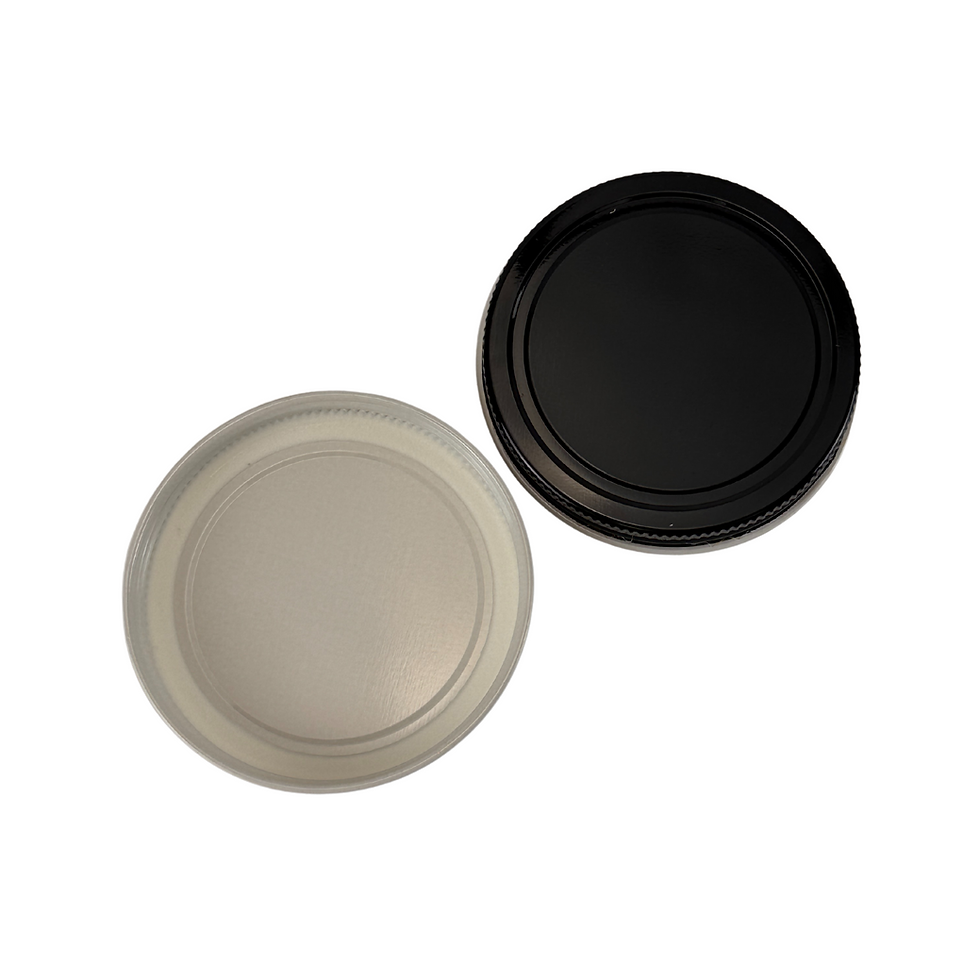 Thumbnail: 4 oz. Clear Glass 58-400 Straight Sided Jar with Black Metal Lid / Plastisol