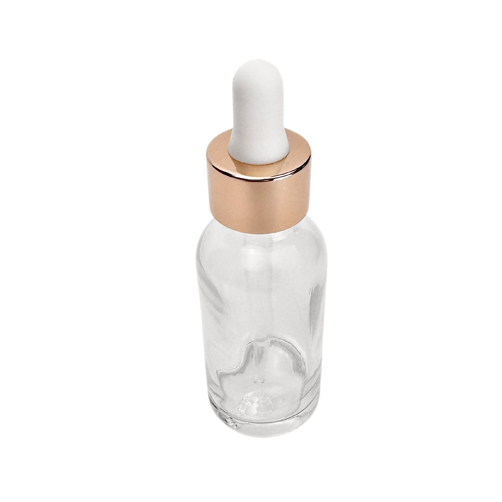 1 oz. (30 ML) Clear Glass Bottle with White and Rose Gold Glass Dropper