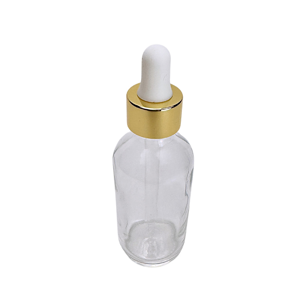 Thumbnail: 2 oz. (60 ML) Clear Glass Bottle with White and Gold Glass Dropper