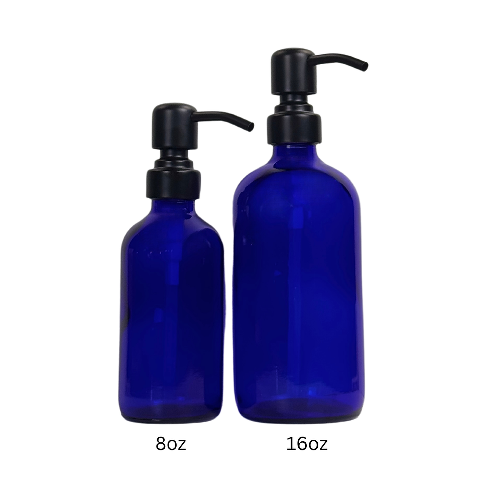Thumbnail: Cobalt Blue Boston Round Bottle with Designer Soap Dispenser
