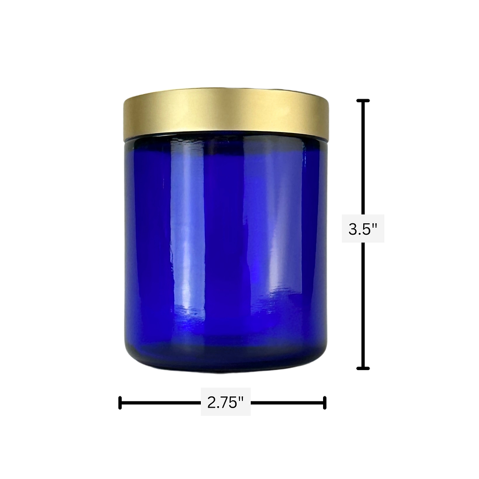 8 oz. Cobalt Blue Glass 70-400 Straight Sided Jar with Brushed Gold Lid