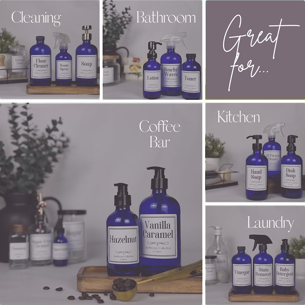 Thumbnail: Cobalt Blue Glass Dispenser | Apothecary Collection Custom Label