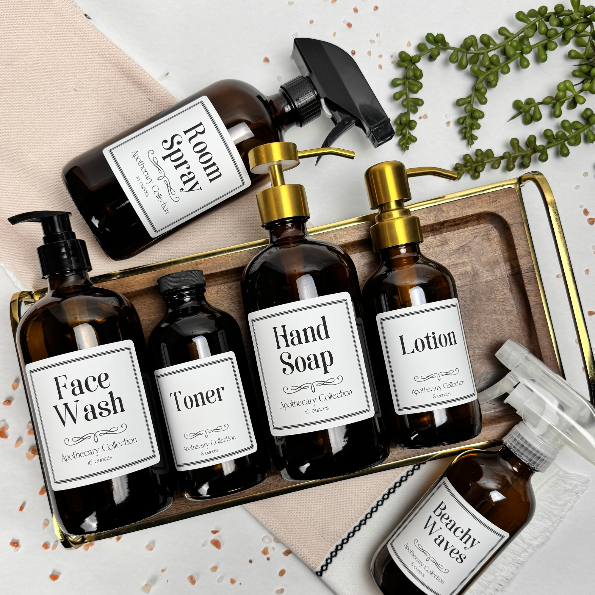 Amber Glass Dispenser | Signature Collection Custom Label