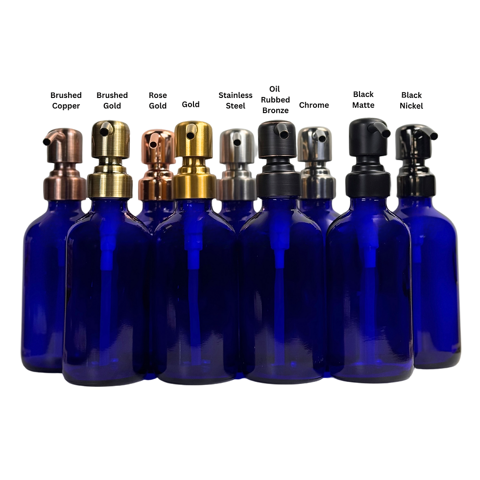 Thumbnail: Cobalt Blue Boston Round Bottle with Designer Soap Dispenser
