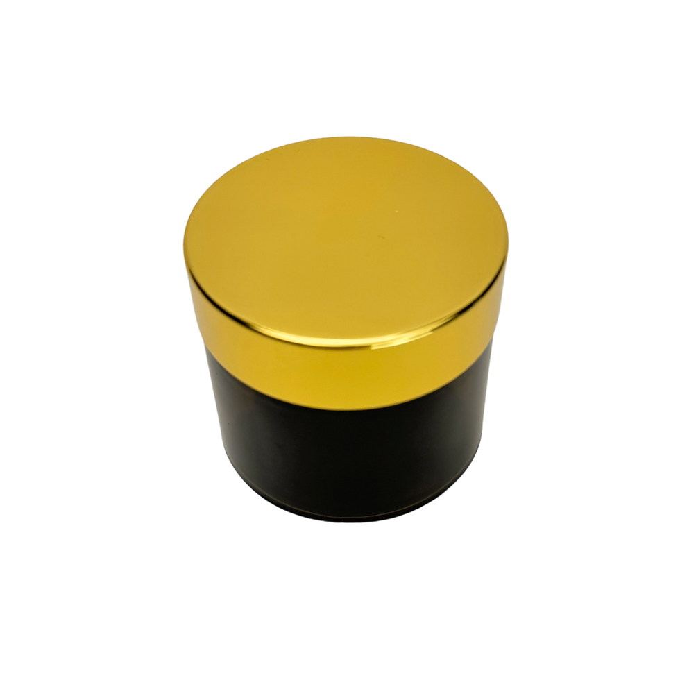Thumbnail: 2 oz. Amber Glass 53-400 Straight Sided Jar with Gold Lid