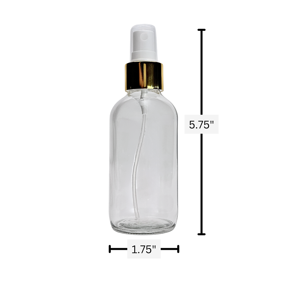 4 oz. (120 ML) Clear Glass Bottle with Gold and White Fine Mist Sprayer