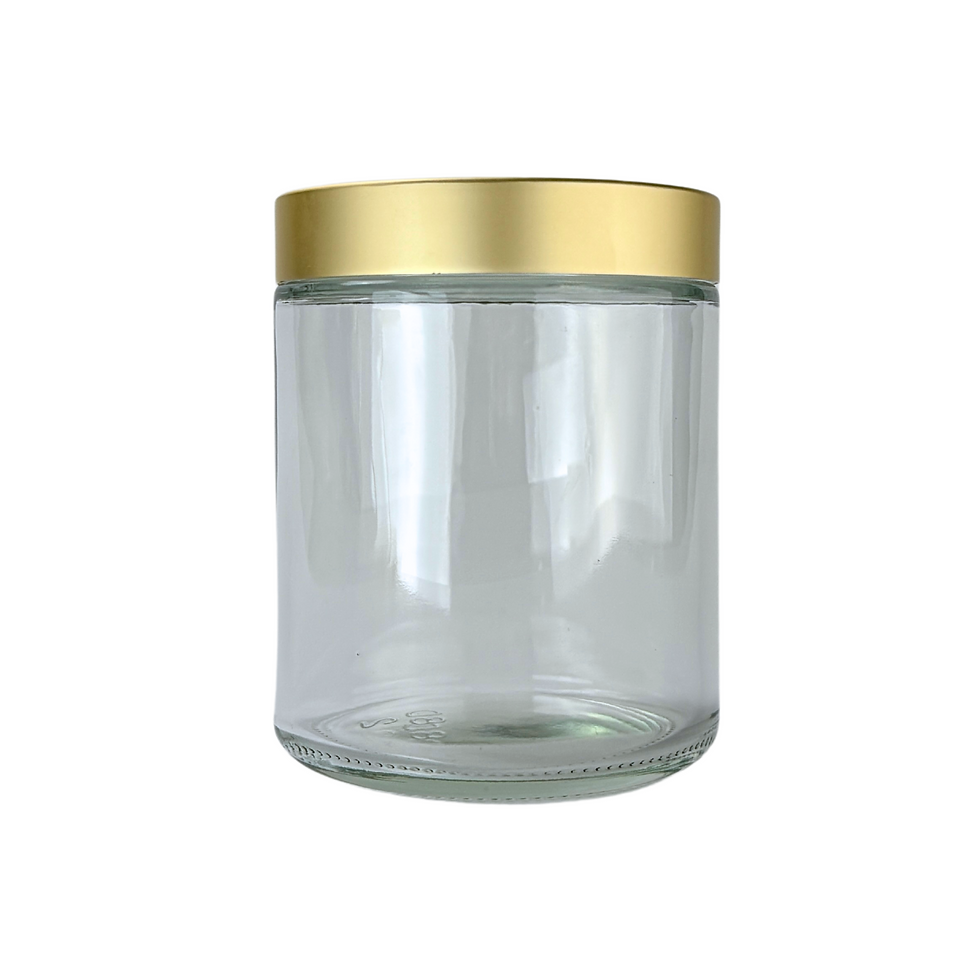 16 oz. Clear Glass 89-400 Straight Sided Jar with Brushed Gold Lid