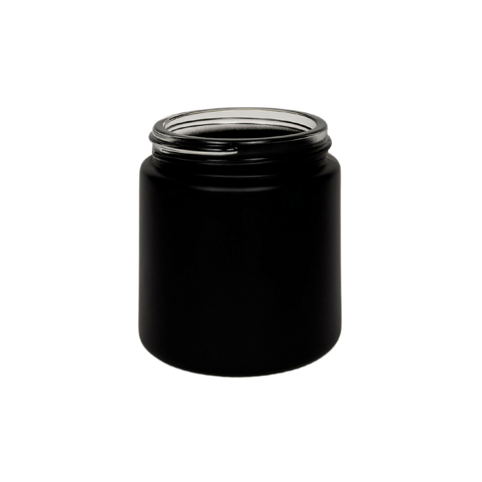 Thumbnail: 4 oz. Black Matte Glass 58-400 Straight Sided Jar with Metal Lid
