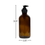 Thumbnail: 8 oz Amber Boston Round Glass Bottle with Black Plastic Soap Pump