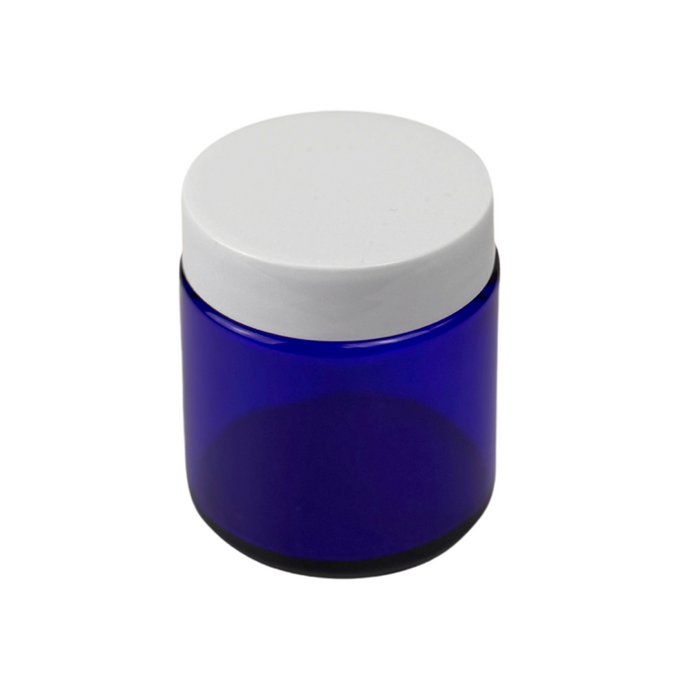 Thumbnail: 4 oz. Cobalt Blue Glass 58-400 Straight Sided Round Jar with PP Lids