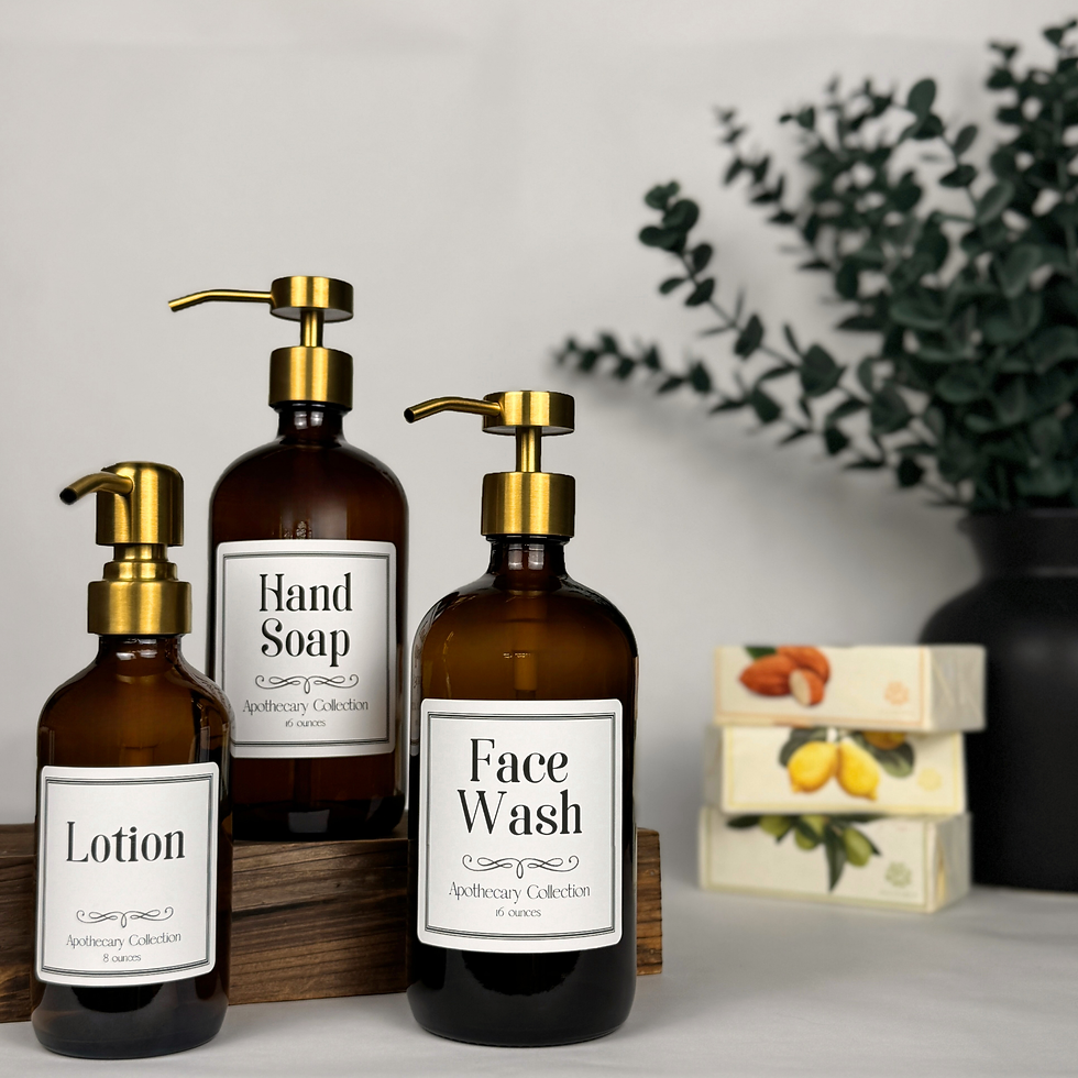 Amber Glass Dispenser | Signature Collection Custom Label