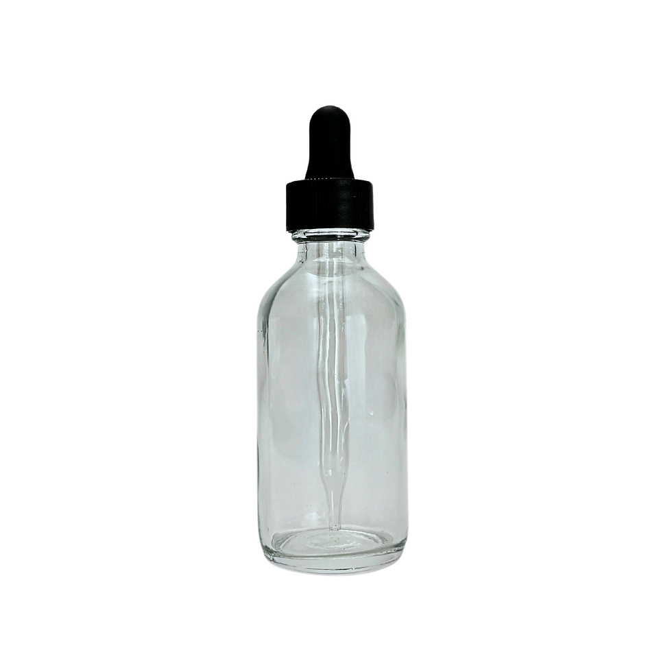 2 oz. (60 ML) Clear Glass Bottle with Black Glass Dropper
