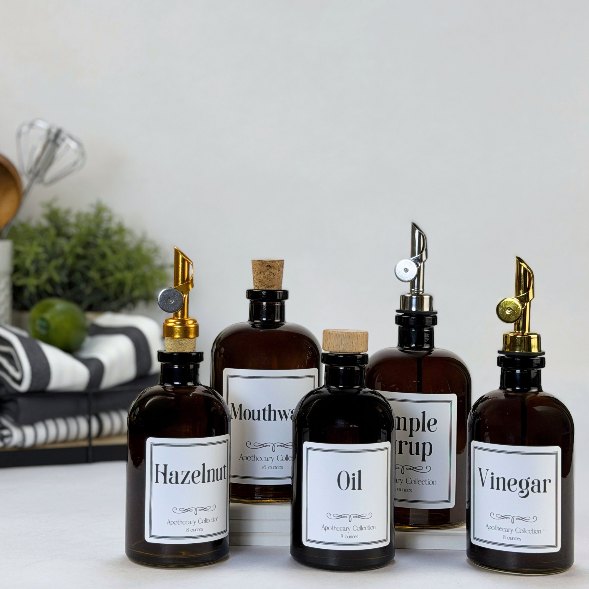 Amber Apothecary Glass Bottle | Apothecary Collection Custom Label | 8 or