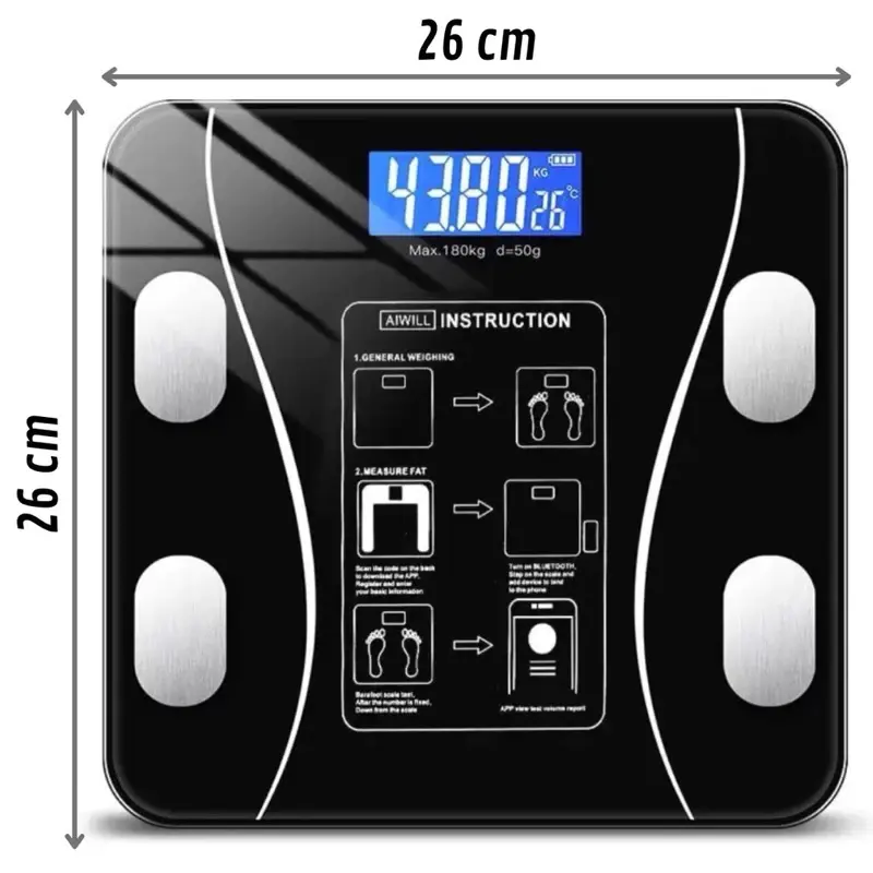Digital Bluetooth Body Bioimpedance Scale and human moisture analysis up to 180k