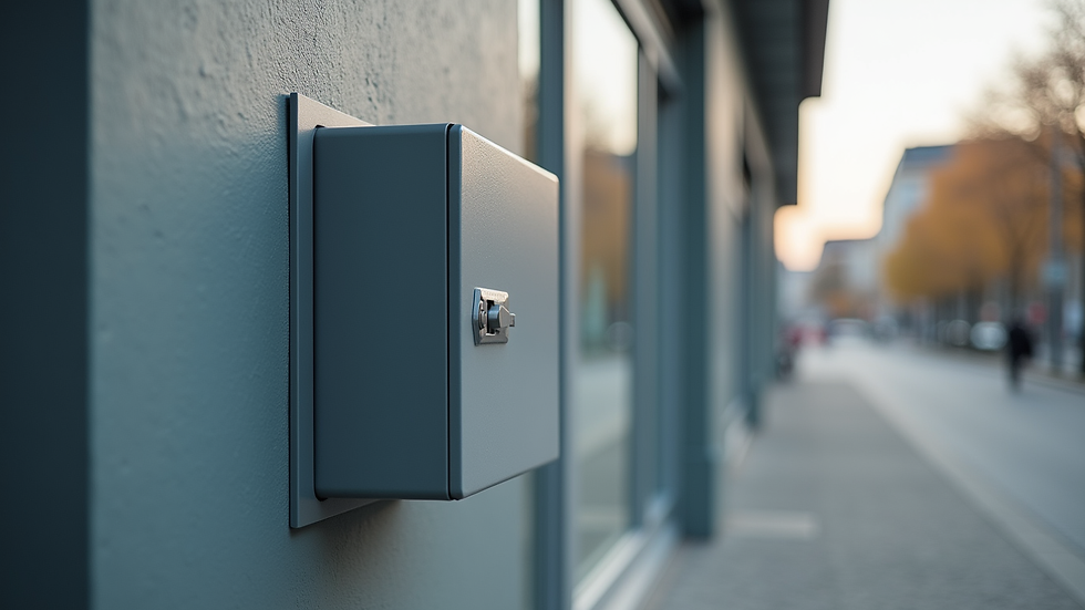 Close-up view of a mounted Rollladen box on an Altbau facade
