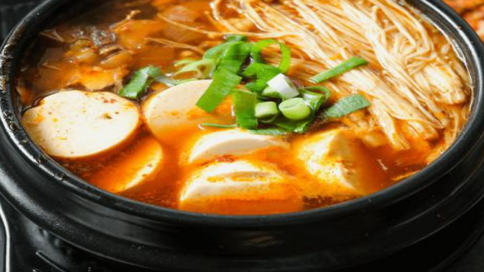 A pot of Sundubu Jigae