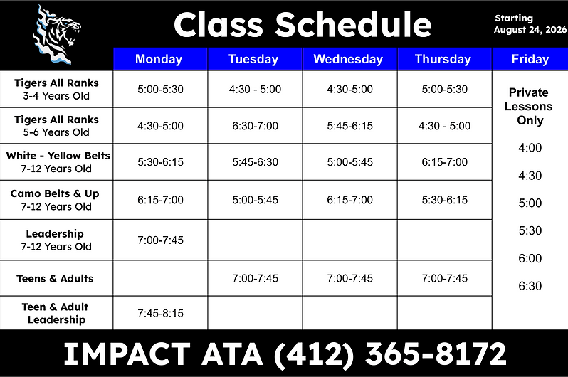 CLASS SCHEDULE - New August Class Schedu