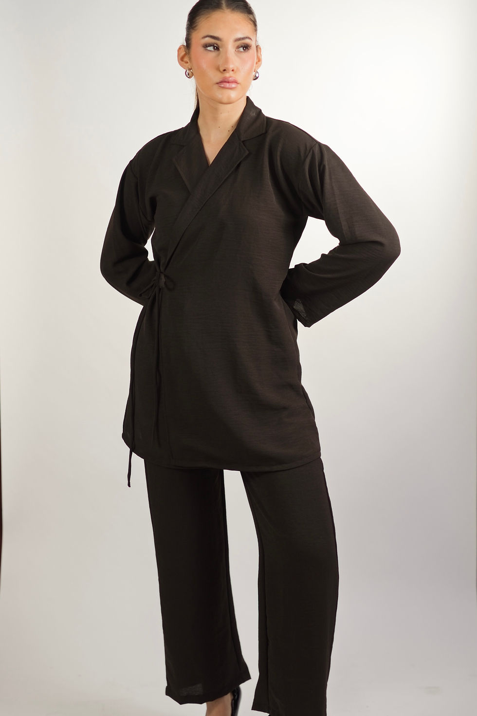 Thumbnail: Chocolate Wrap Top & Pants Set
