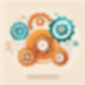 create an image that shows technology integrating, include the gear icon and connecting li