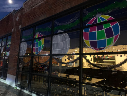 Disco Ball Holiday WIndow Art