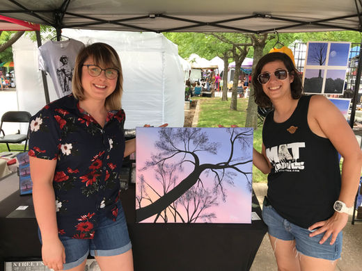 Original artwork and printed art items on display at the 918 Makers Market
