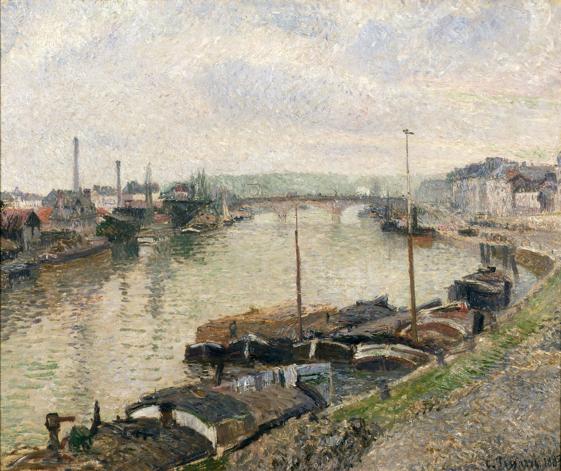 Camille Pissarro Le pont de pierre et les barges à Rouen 1883 huile sur toile 54,2 x 65 cm Columbus, Etats-Unis, The Columbus Museum of Art © Columbus Museum of Art