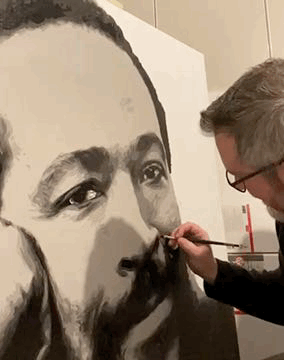 Ian McGann painting Marvin Gaye