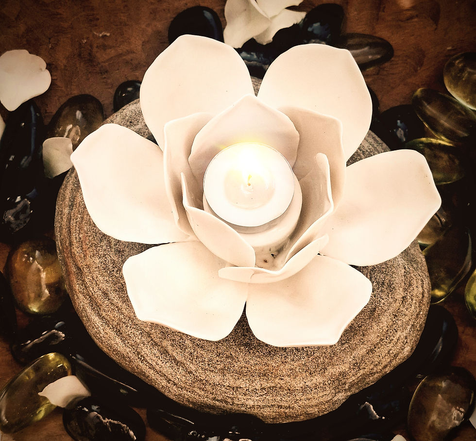 Emma's Lotus candle, creating a sacred space for you