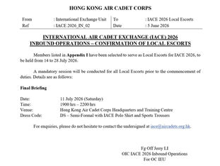 104/26 - IACE 2026 Inbound Operations - Confirmation of Local Escorts