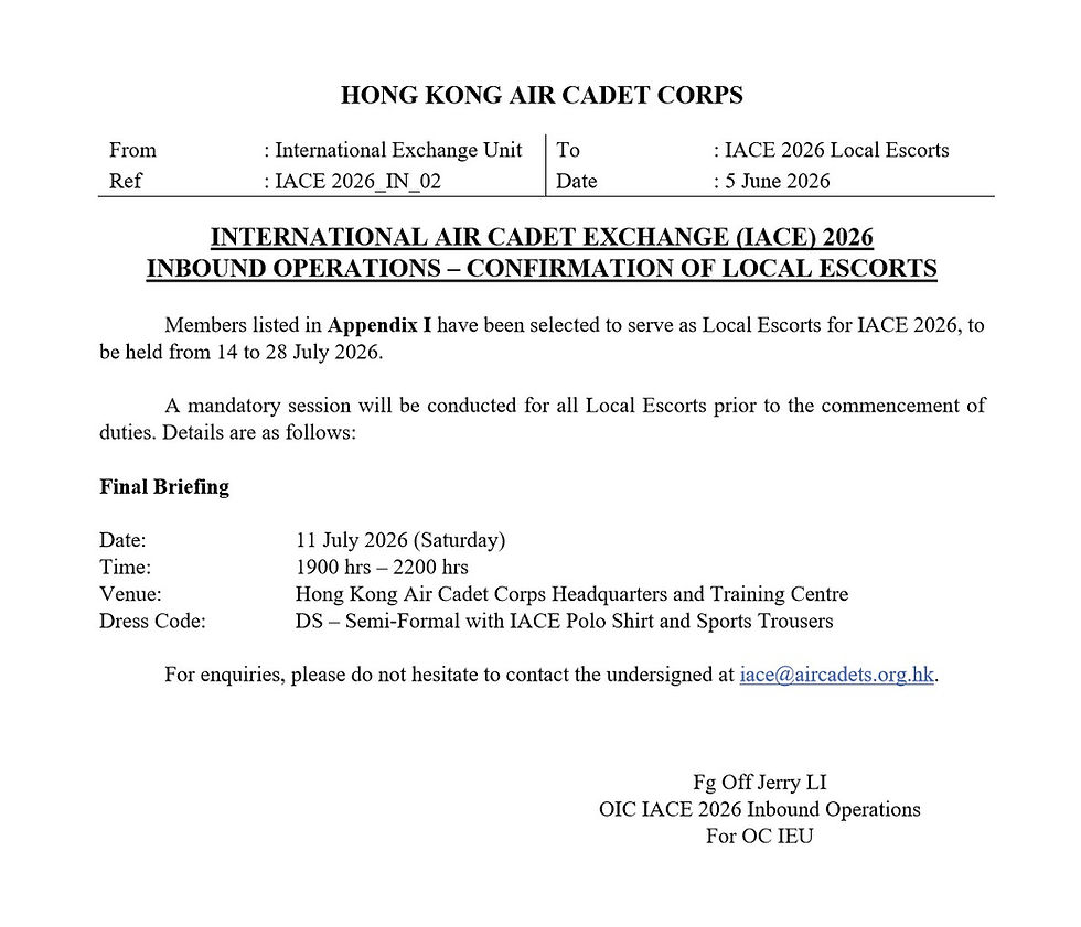 104/26 - IACE 2026 Inbound Operations - Confirmation of Local Escorts