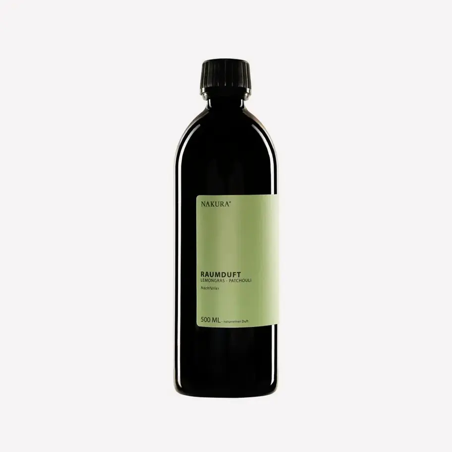 NAKURA Raumduft Nachfüller Lemongras-Patchouli, erhältlich in 500ml und 1000ml, mit naturreinen ätherischen Ölen für eine lan