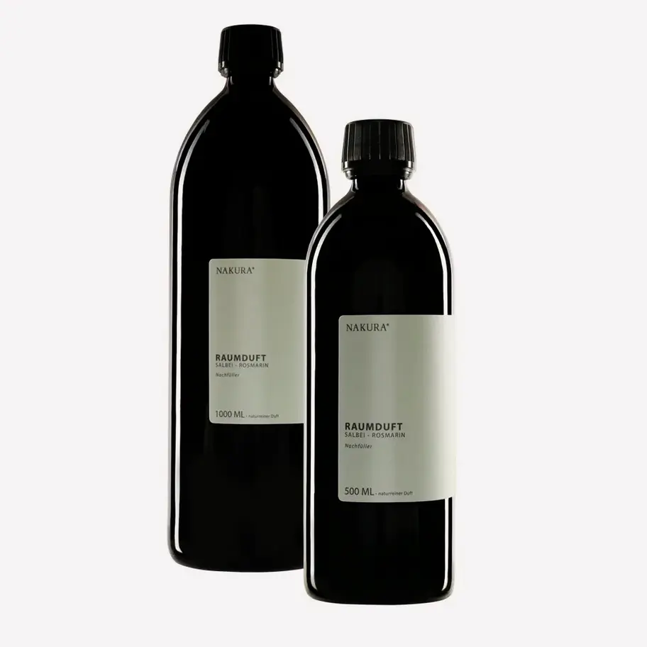 NAKURA Raumduft Nachfüller Salbei-Rosmarin, erhältlich in 500ml und 1000ml, zur Auffrischung von Diffusern mit naturreinen ät