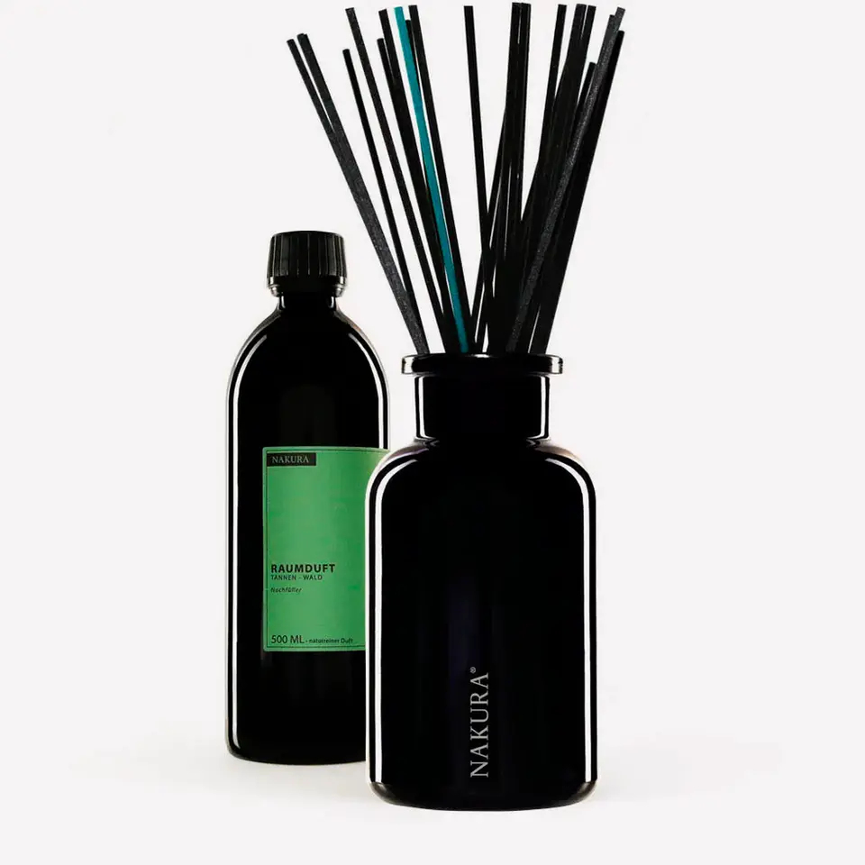 NAKURA Raumduft Diffuser Tannen-Wald, erhältlich in 500ml und 1000ml, mit naturreinen ätherischen Ölen, bringt frischen, erdi