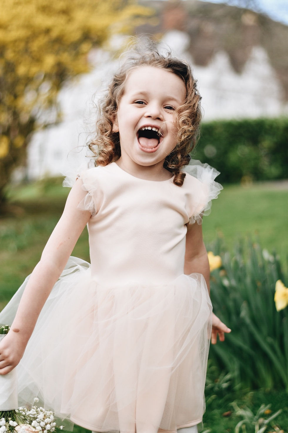 Thumbnail: Laced ribbon tie back tulle dress