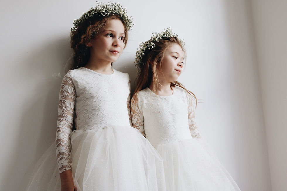 Thumbnail: Long sleeve lace sparkly tulle dress