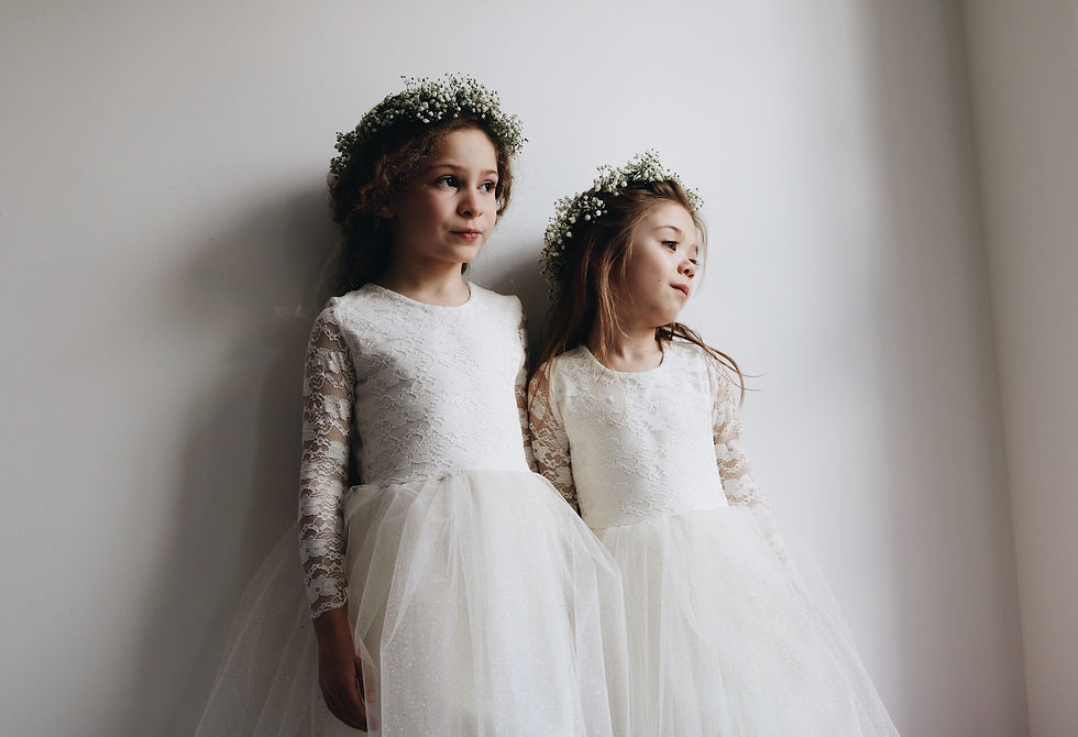Thumbnail: Long sleeve lace sparkly tulle dress