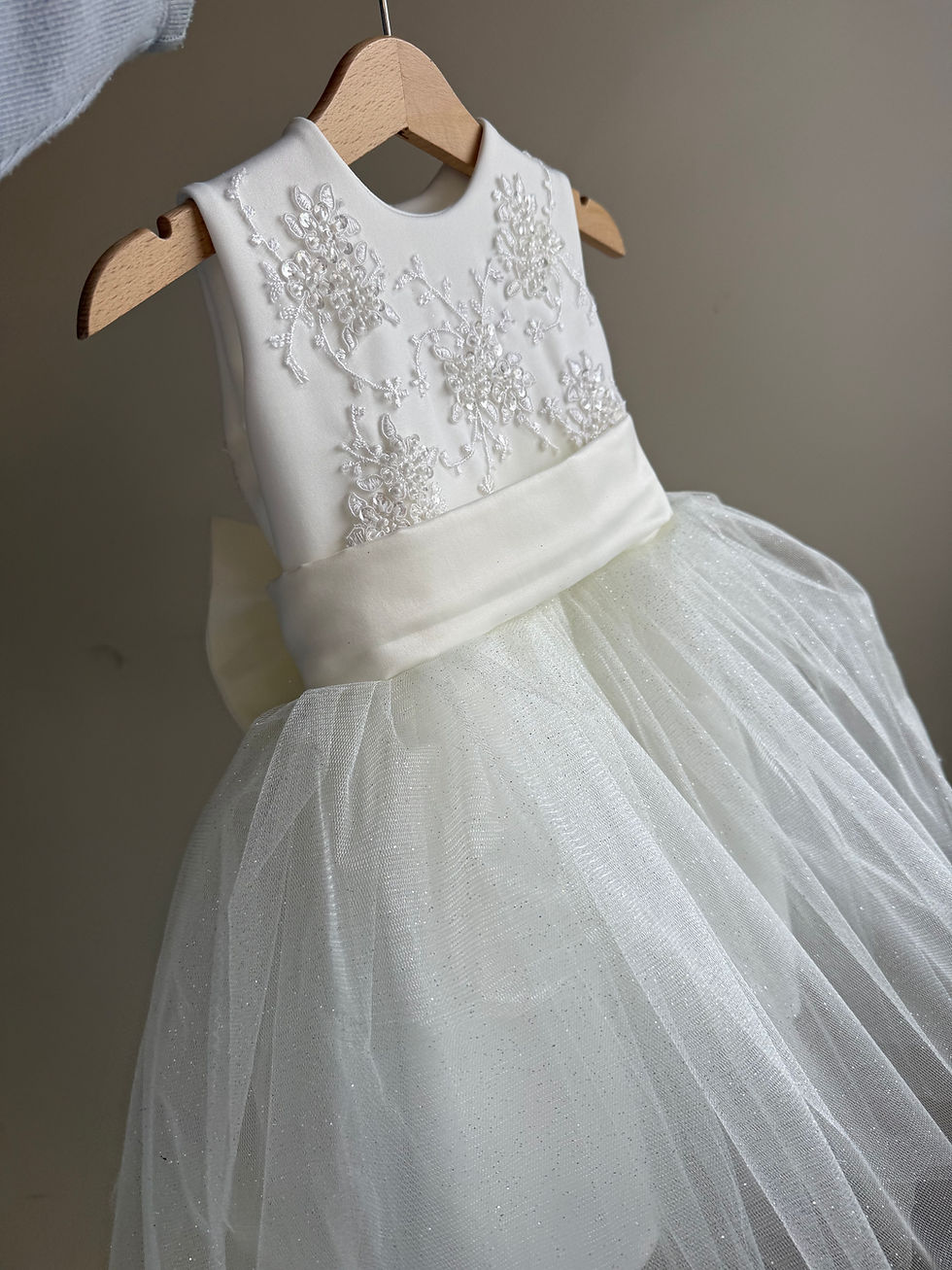 Thumbnail: Embroidered Heart Back Sparkly tulle tutu dress