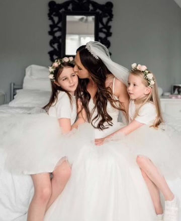 Thumbnail: Lace heart back soft tulle dress