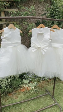 Thumbnail: Duchess satin heart back flower girl dress