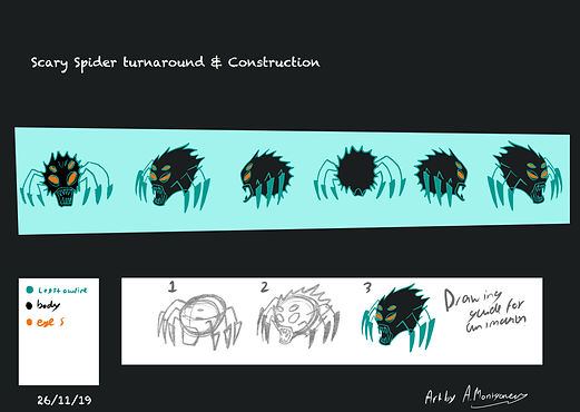 Scary spider turnaround sheet & Construc