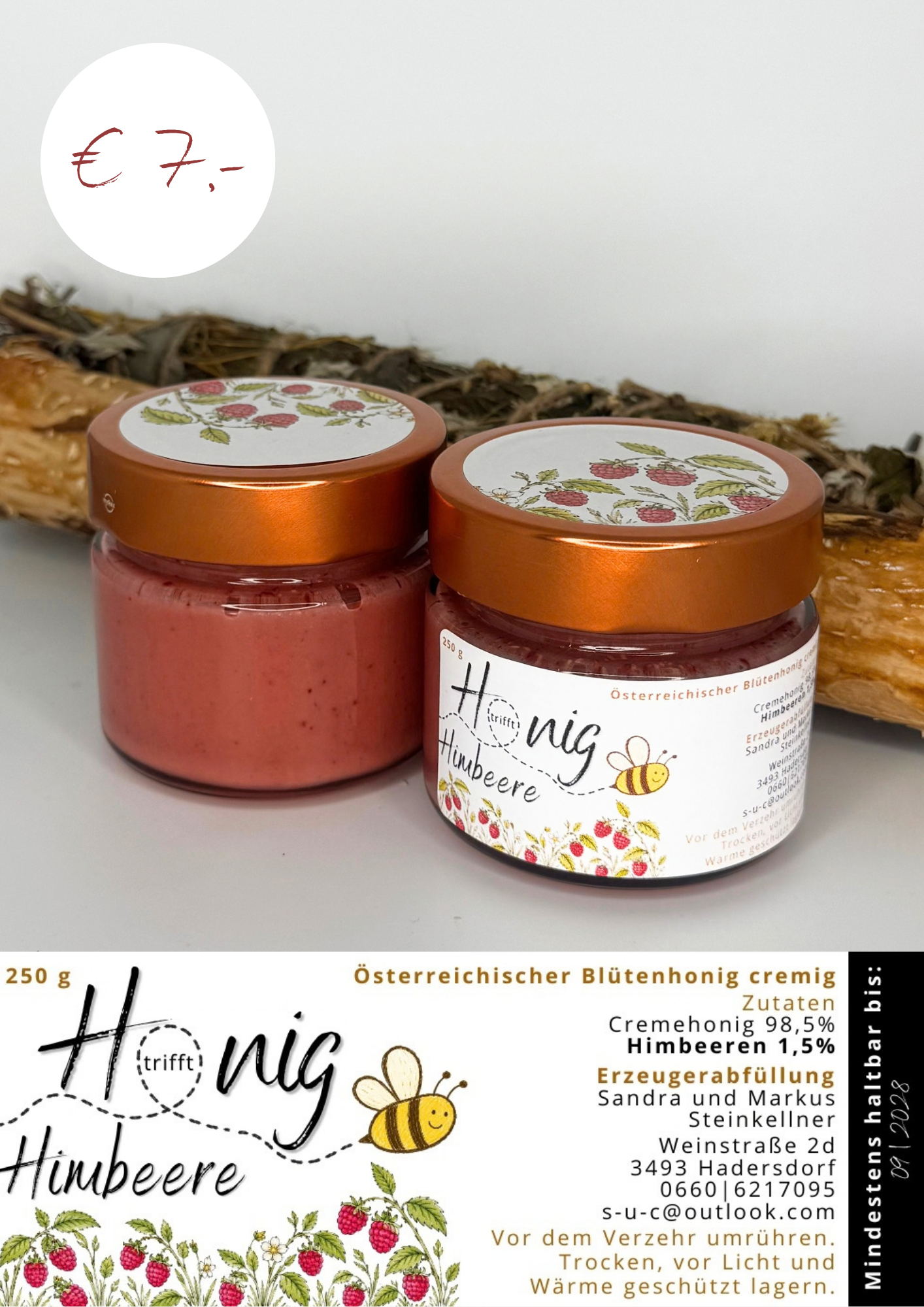 Honig trifft Himbeeren